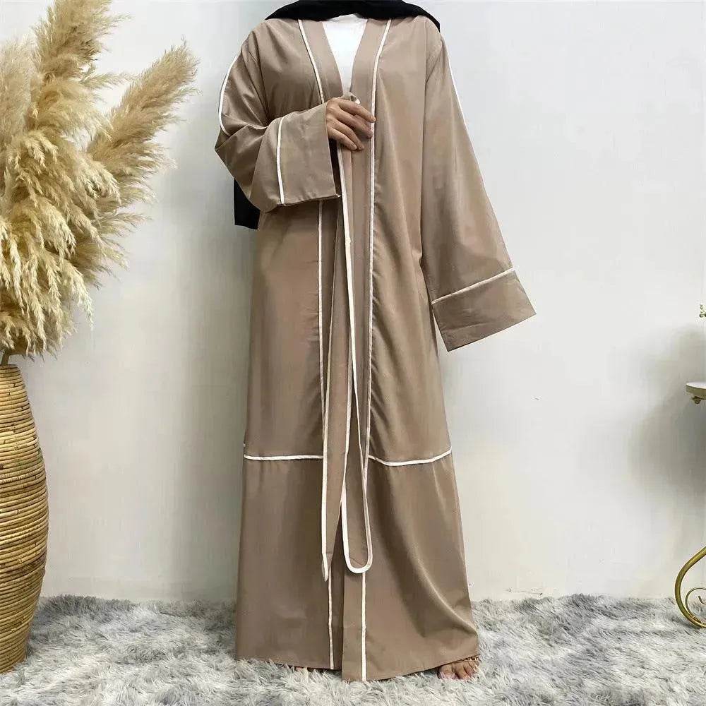 Contrast Striped Cardigan Arab  Robe