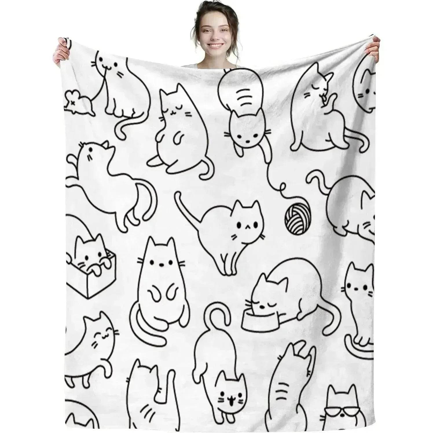 Cute Cat Digital Printing Flannel Blanket