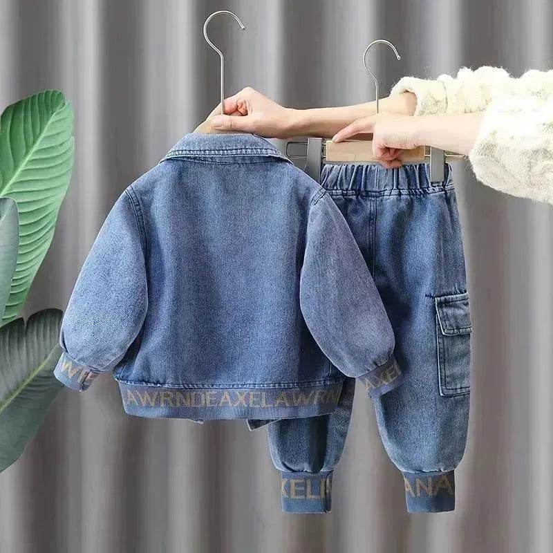 Neutral Unisex Denim Suit Spring Clothes Western Style Denim Two piece for boys and girls