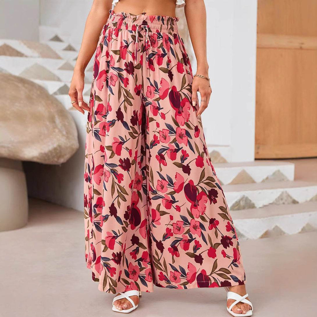 Printed Comfortable Casual High Waist  Wide-leg Floral Palazzo Trousers women