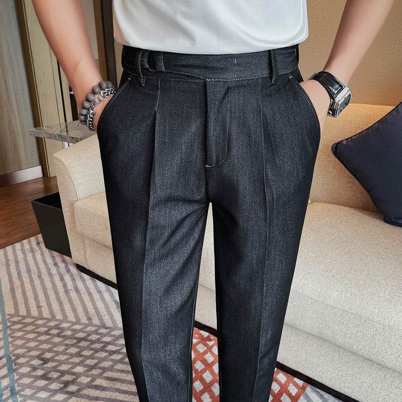 New Pure Color Casual Versatile Straight Leg Professional Business Work Trouser for men