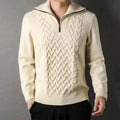 Men's Winter Fashion Half Zip Slim fit Knitted Woolen Pullover Sweater