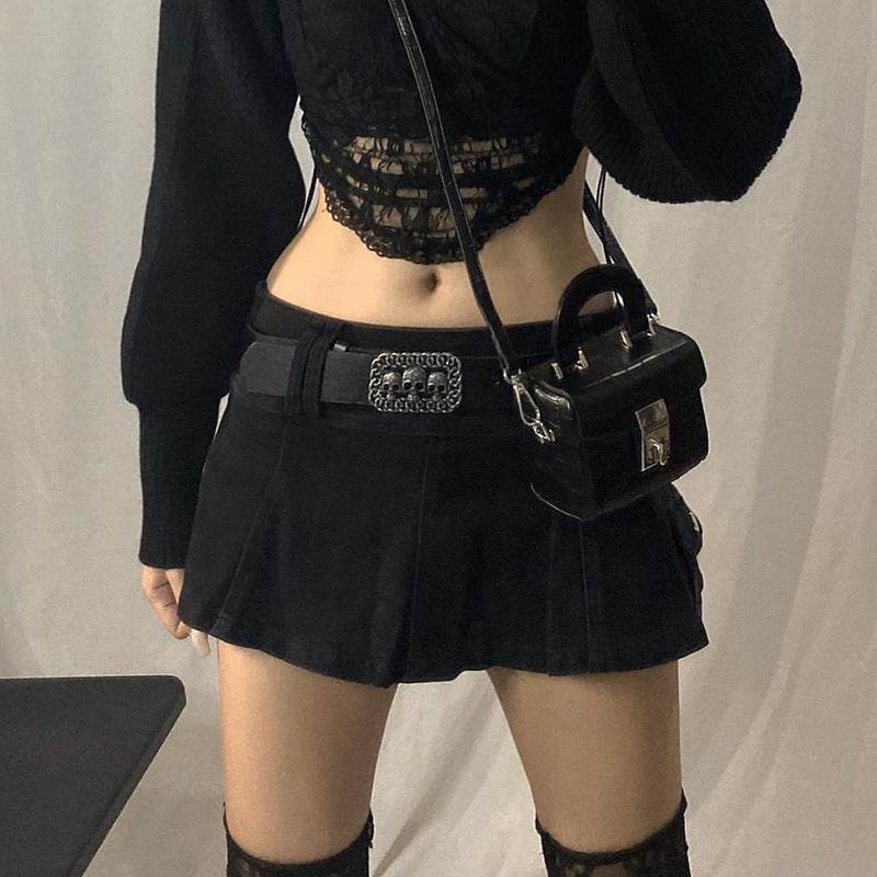 Solid White Black Denim Fashion Mini Skirt
