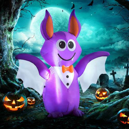 Outsunny 6ft Inflatable Halloween Decoration Bat, Blow Up Outdoor LED Yard Display, Waterproof