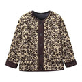 Casual Fall winter Leopard Button fleece Plush Cardigan jacket for women