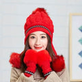 Women Cozy Knit Fleece-Feel Beanie With Ear Flaps Winter Hat Perfect For Skiing & Outdoor Activities
