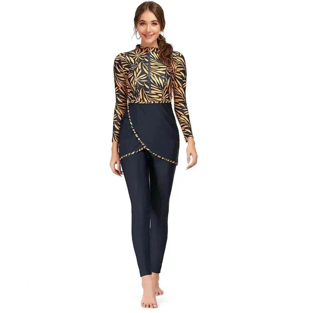 ArabSwimsuit Long-sleeved Trousers Three-piece Set Conservative Sun Protection With Chest Pad