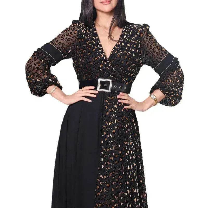 Deep V-neck Dress European And American Elegant Fashion Simple Charming
