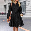 Lace Tied Long Sleeve Dress Fashion Midi Dresses Womens Clothing