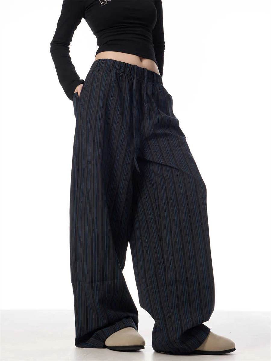 American Vintage Stripe Machete Wide-leg Casual Baggy Trouser Pants Women