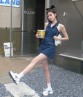 Mini Sleeveless Sheath Denim jeans halter neck Dress