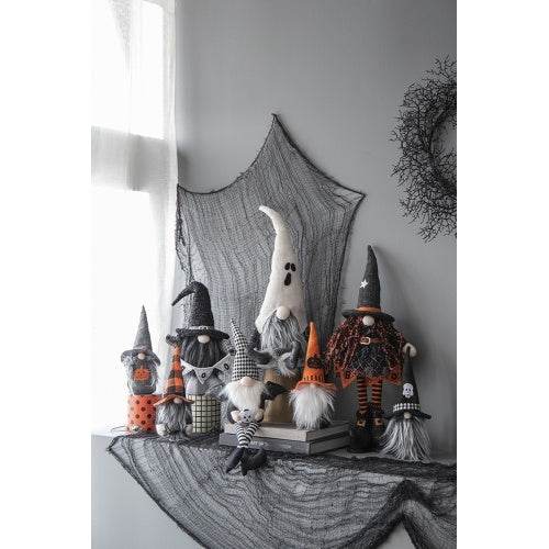 8.3x5x24 Fabric Standing Gnome W Orange Banner  Spring Body, For Halloween Decor