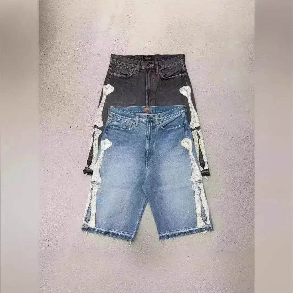Hip Hop Shorts - Bones Shorts Design Denim Shorts for Men - Jeans shorts