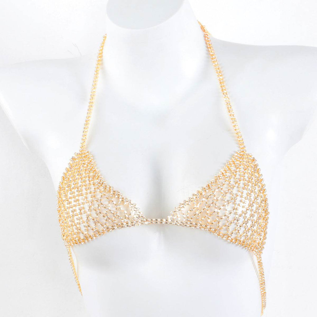 Lingerie Nightclub Body Chains – Diamond Rhinestone Bra and Panties Set