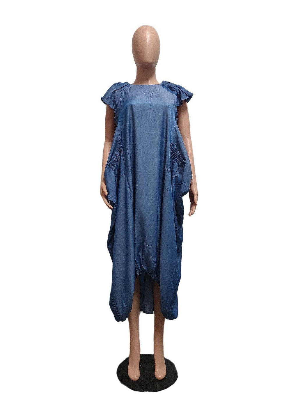 Fashion Faux Denim Large Pocket Loose Dress