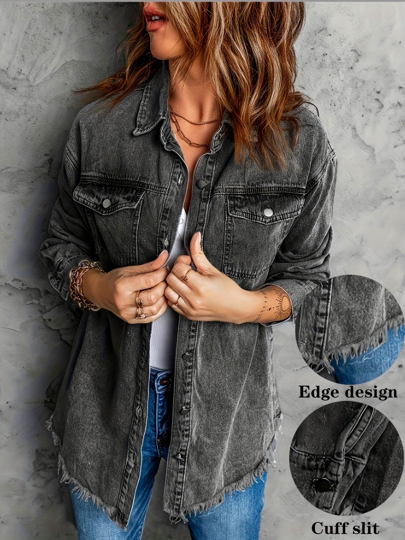 Denim Jacket – Retro Washed Casual Style for Women