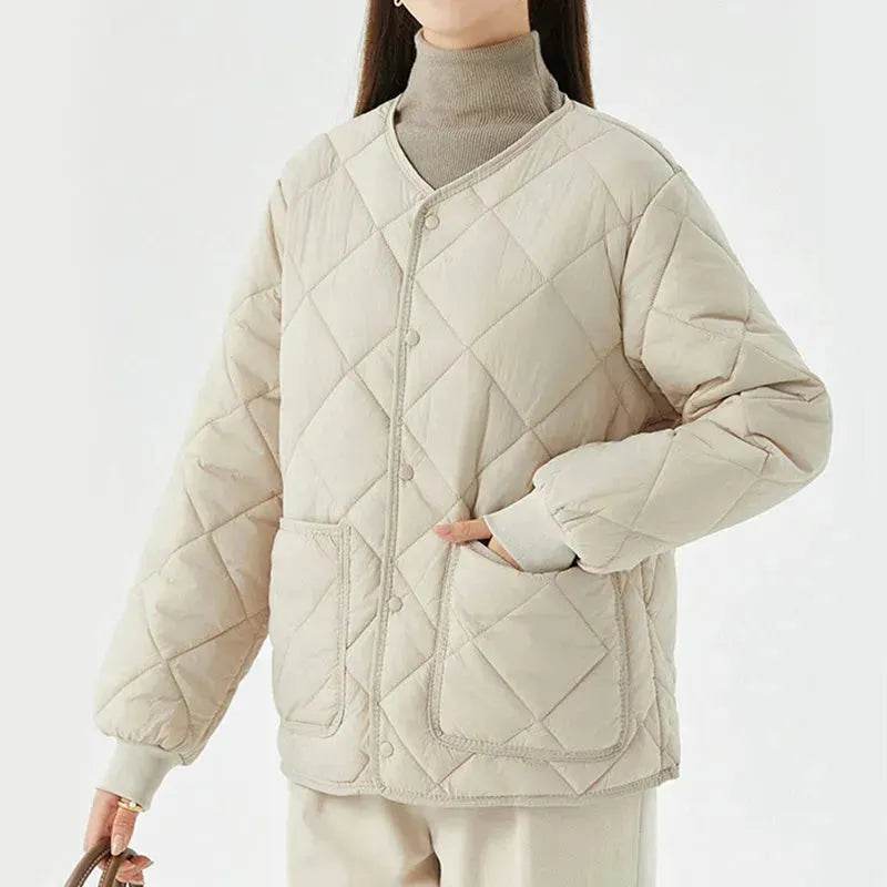 Quilted Padded Coat Winter Jacket With Pockets Lightweight Outerwear For Women's Clothing