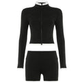 American 3pcs Fashion Workout Clothes set Zipper Long Sleeve Cardigan+ Vest+ short pant