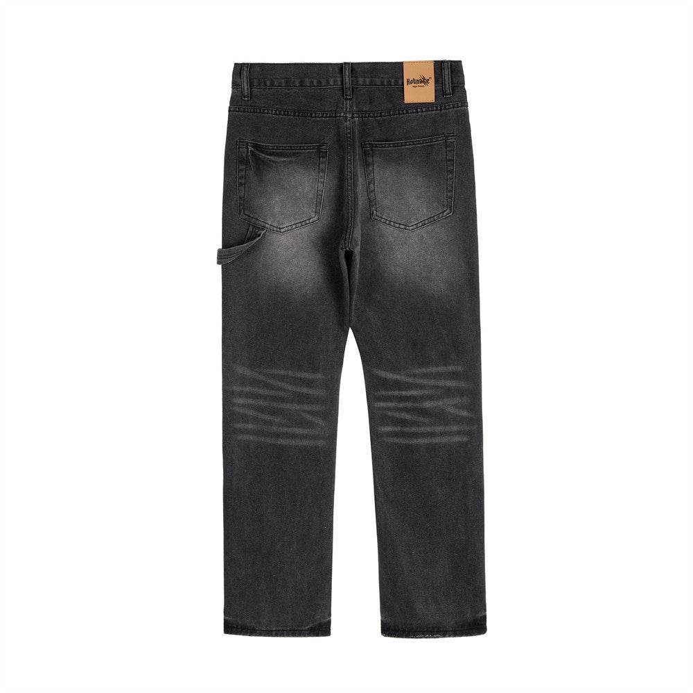Punk Beggar Ripped Denim Straight-leg Trousers Men Jeans