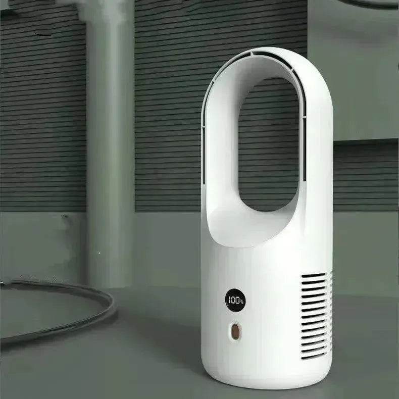 Electric Bladeless Fan Cooler Desktop Portable Usb Rechargable Air Cooling Fan Wireless Led Display Silent 360 Circulation