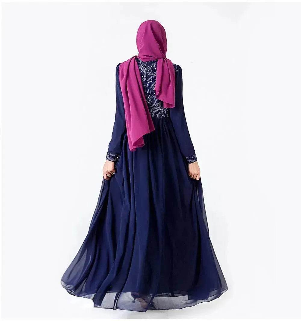 Embroidered Arab  Lace Long Sleeve Dress