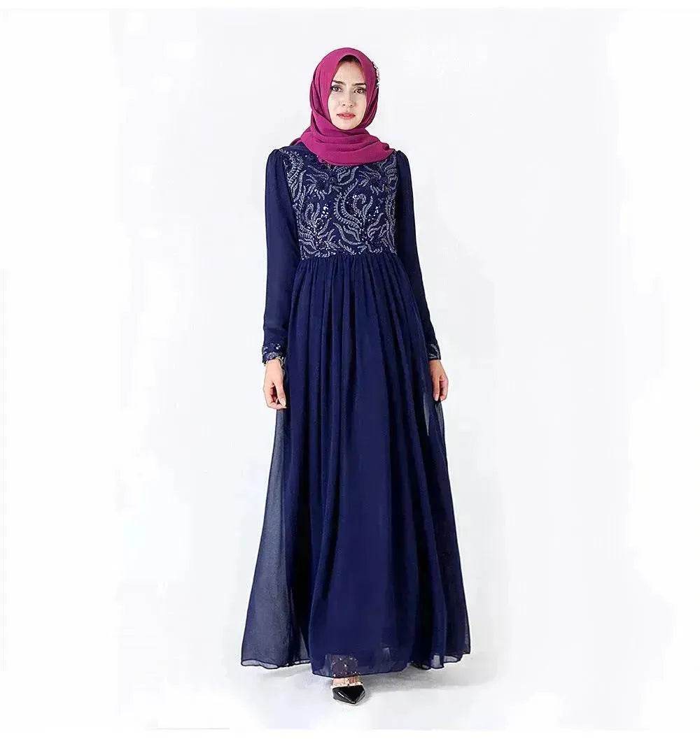 Embroidered Arab  Lace Long Sleeve Dress