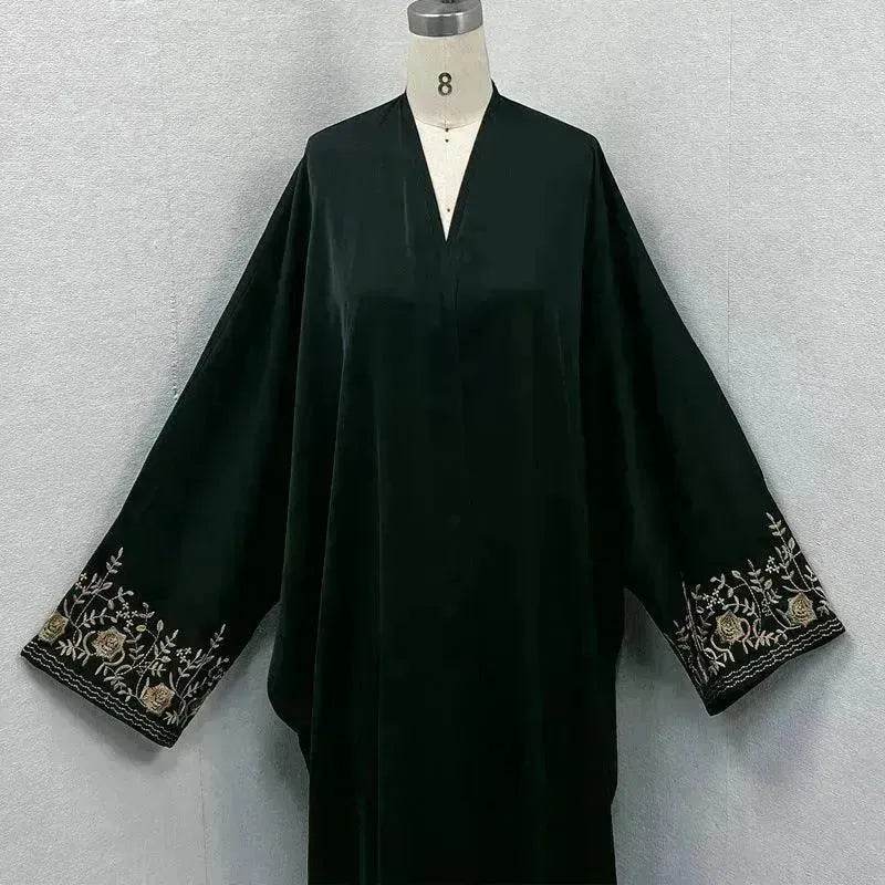 Embroidered Sleeve Loose Cardigan Abaya Dress Robe for Arab Dubai Turkey Middle East Women