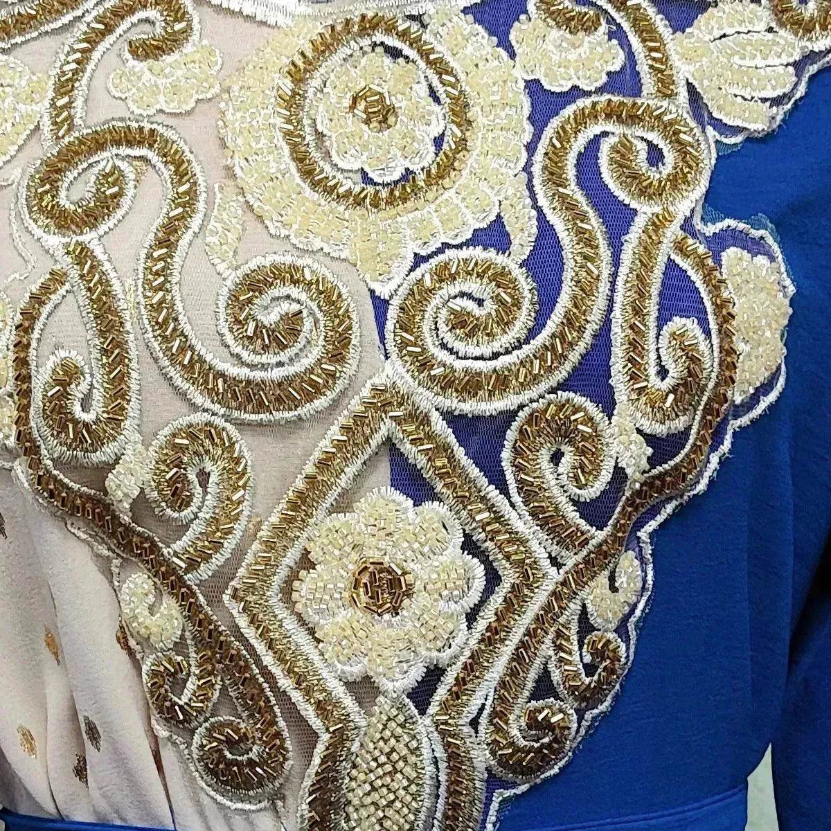 Embroidery Applique Tunic Dinner Party Robe Abaya Dress for Arab Dubai Turkey Middle East Women.