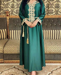 Embroidery  Bronzing Lace Jalabiya Abaya Dress for Arab Dubai Turkey Middle Eastern Women