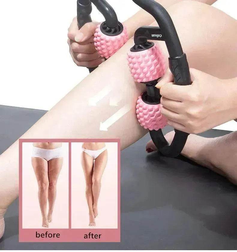 Ergonomic 4-Roller Muscle Relaxer Massager – Manual Neck, Shoulder, Leg & Arm Massage Roller