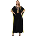 Embroidered Party Cotton Abaya for Women Fancy Short Sleeved Abaya for Middle East Women