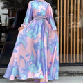 European And American  Dubai Middle East Pure Beautiful Printed Dress, Ankle-length Printed Maxi Dress Fashionable Abaya Dress