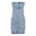 European And American Style Denim Tube Top Cinched Waist Slim And Charming Hip Bag Dress