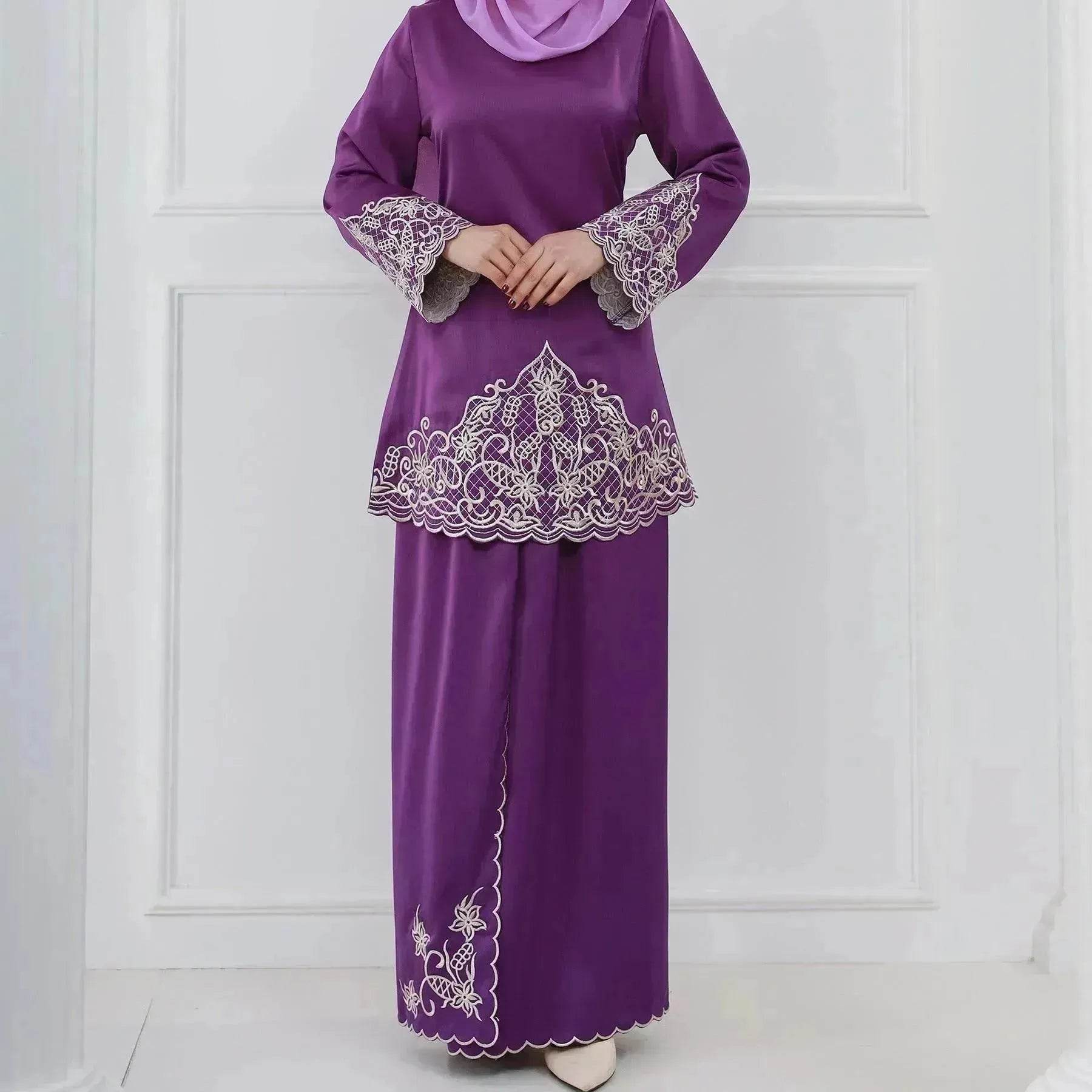 Exquisite Embroidery Two-piece Suit for Turkey Dubai Middle East Women Abaya inspired