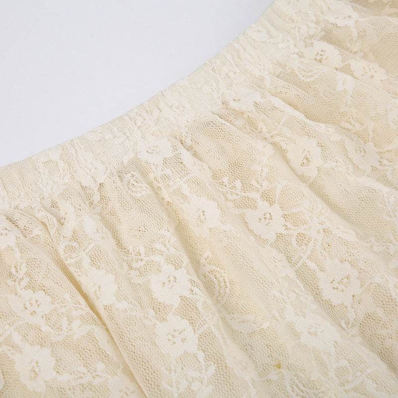 Fashionable Retro Trendy Irregular Midi Lace Skirt