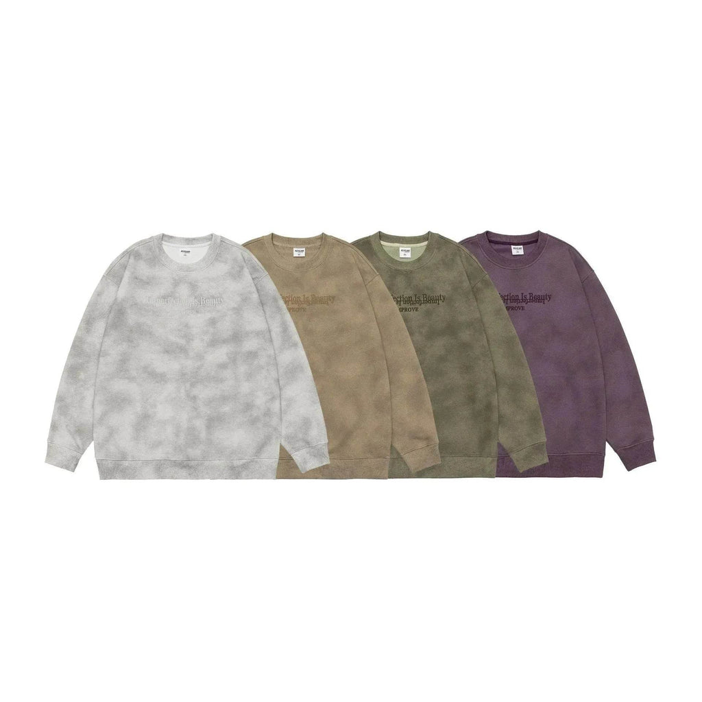 Retro heavy Oversized Crew neck Pullover sweatshirt for men