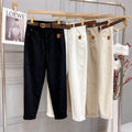 Plus Size Women's High Waist Denim Thick Trousers