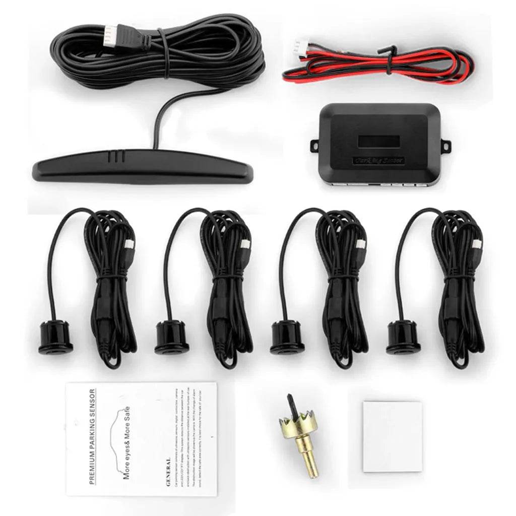 Auto Car LED Crescent Buzzer Radar Parking Sensor 4 Probes Car Camera