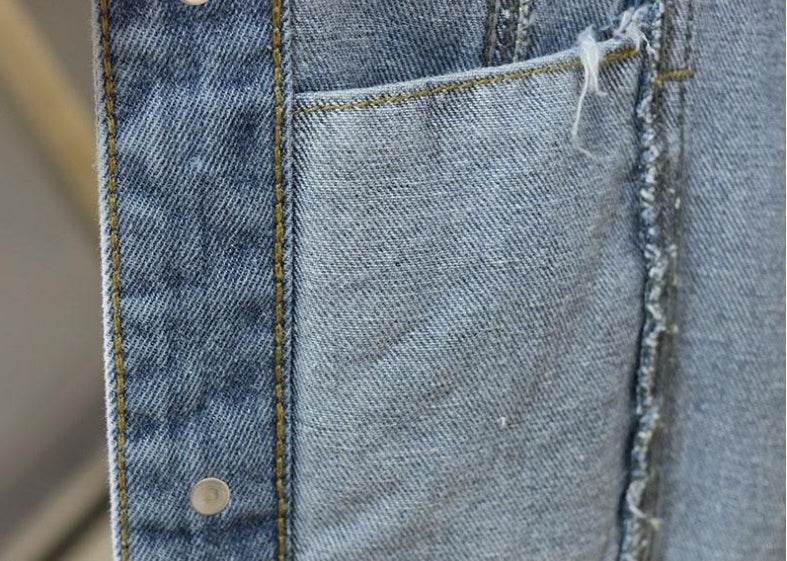 Fringe Denim Jacket Cotton Loose Fit for Women