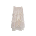 Spring Summer Irregular Cake Layer Lace Midi Tulle Skirt