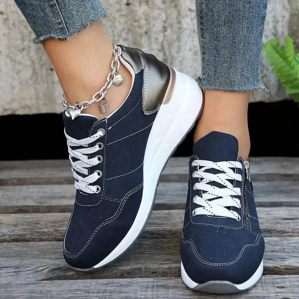 Women's Lace-Up Sneakers – Thick Sole Sport Shoes