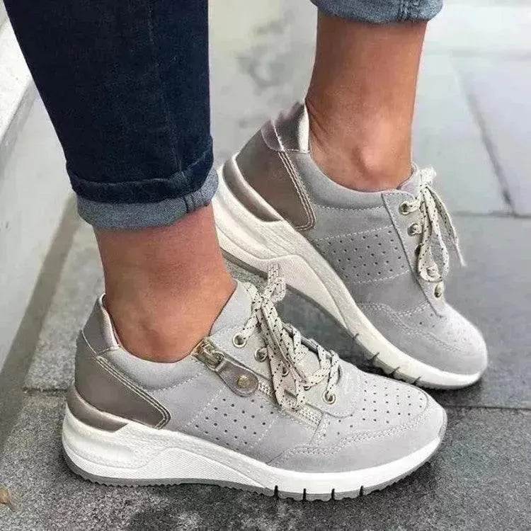 Women's Lace-Up Sneakers – Thick Sole Sport Shoes