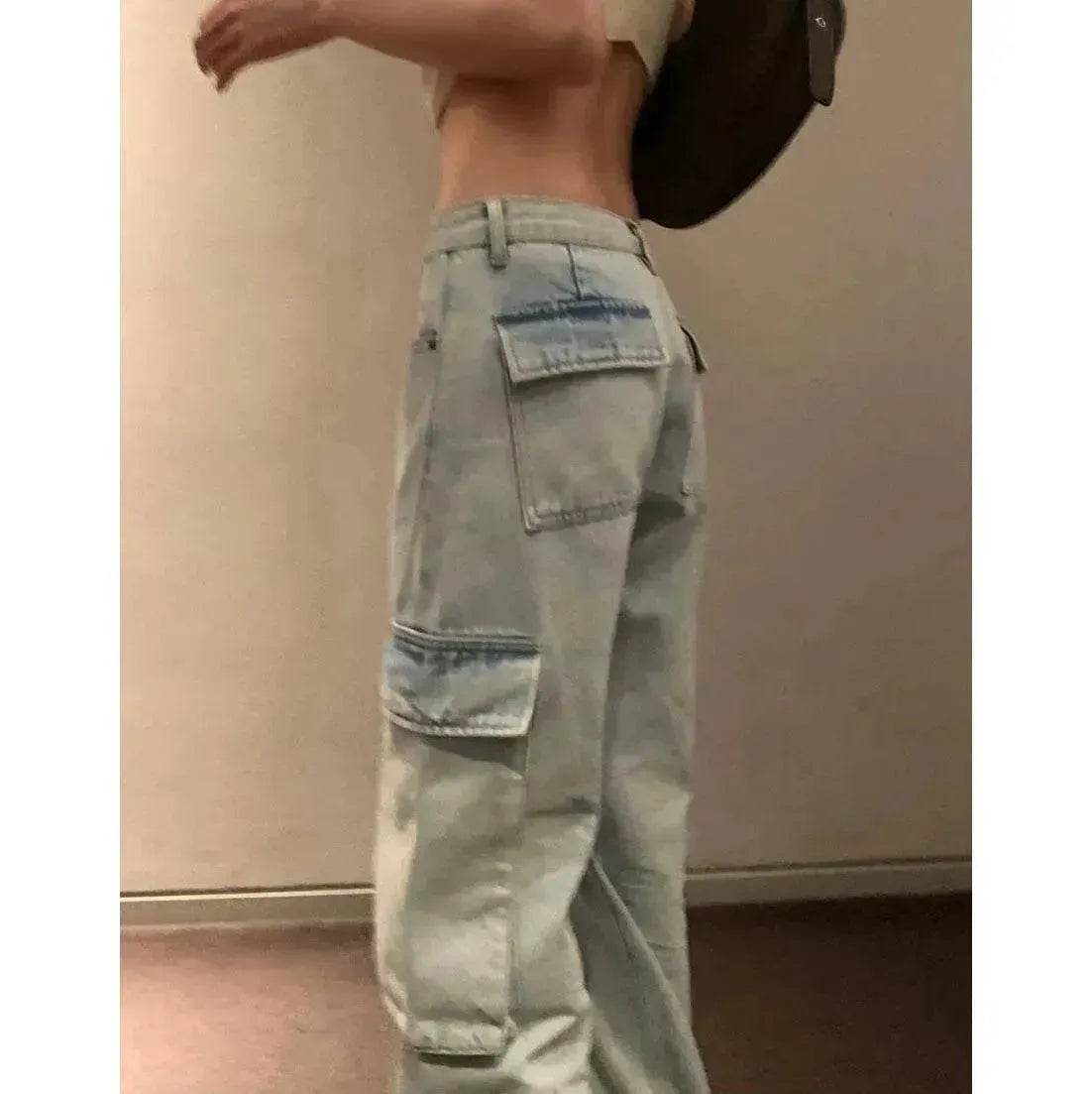 Fashion Y2K street Personality wide-leg  Denim Jeans Trousers Women