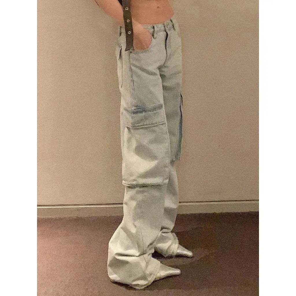 Fashion Y2K street Personality wide-leg  Denim Jeans Trousers Women