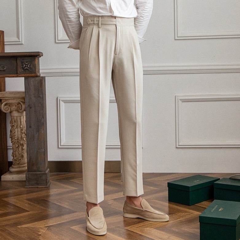 Spring And Autumn Naples Design Mid-high Waist Straight leg British Crisp Anti-wrinkle Business Office Professional Work trouser for men