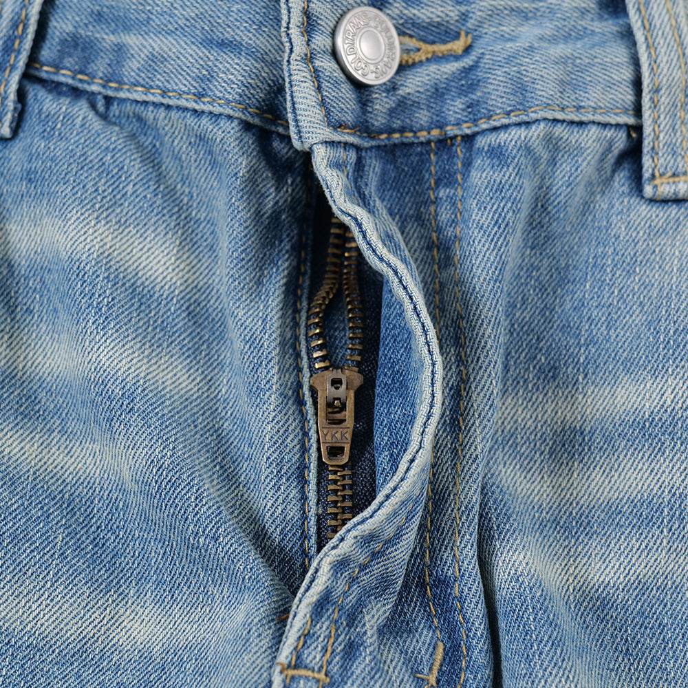American Retro Wash Gradient Spray Painting Denim Trousers Men Jeans