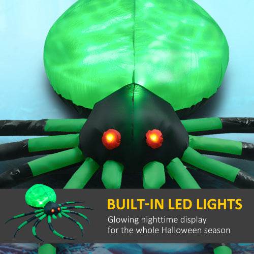 HOMCOM 6 Halloween Inflatable Outdoor Decoration Spider, Blow Up LED Yard Decor For Garden, Lawn, Party, Holiday, Waterproof