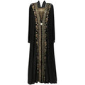 Gold Embroidered Abaya Dress for Turkey Middle East Arab Dubai Women