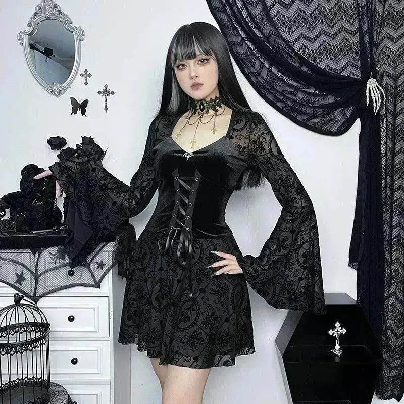 Gothic Vintage Fashion Elegant Classy Retro Mini Black Dress