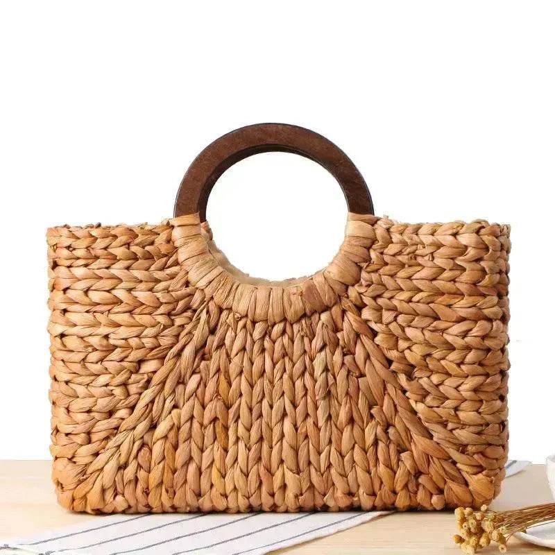 Hand-woven Summer Beach bag Mori solid color large capacity